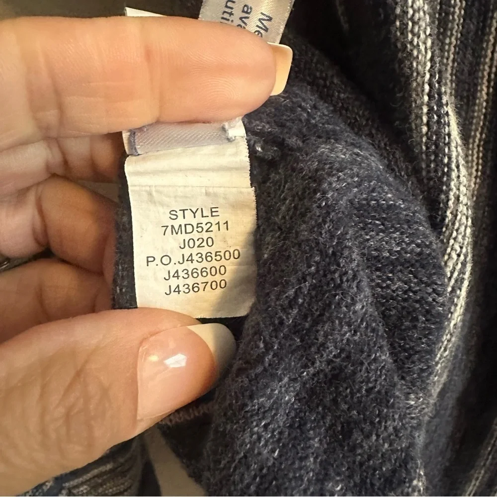 Lucky Brand Baja Woven Hooded Sweatshirt Sz Large Navy and White Long Sleeveless